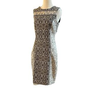 BADGLEY MISCHKA BELLE SNAKESKIN PRINT FITTED DRESS BLACK WHITE SIZE 4